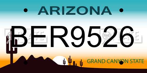 BER9526 Arizona License Plate