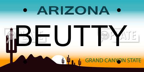 BEUTTY Arizona License Plate