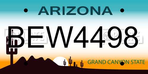 BEW4498 Arizona License Plate