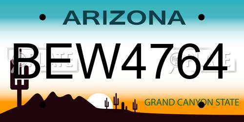 BEW4764 Arizona License Plate