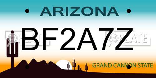 BF2A7Z Arizona License Plate