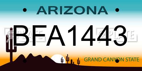 BFA1443 Arizona License Plate