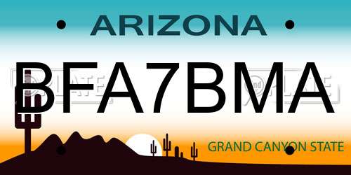 BFA7BMA Arizona License Plate