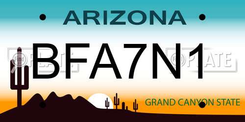 BFA7N1 Arizona License Plate