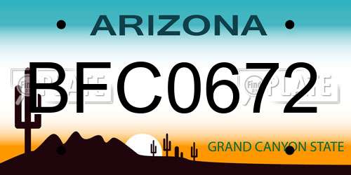 BFC0672 Arizona License Plate