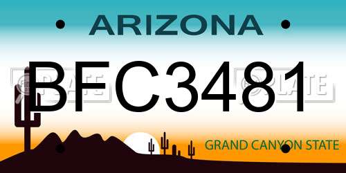 BFC3481 Arizona License Plate