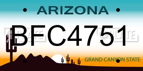 BFC4751 Arizona License Plate