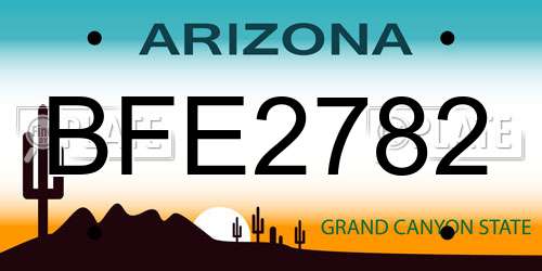 BFE2782 Arizona License Plate