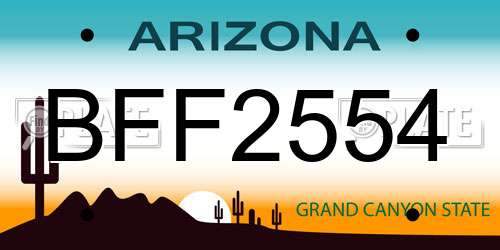 BFF2554 Arizona License Plate