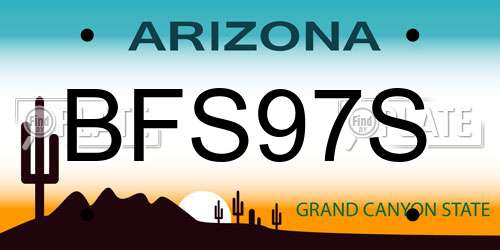 BFS97S Arizona License Plate