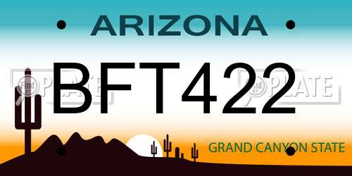 BFT422 Arizona License Plate