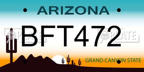 BFT472 Arizona License Plate