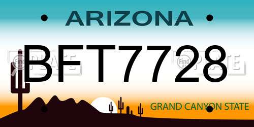 BFT7728 Arizona License Plate