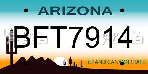 BFT7914 Arizona License Plate