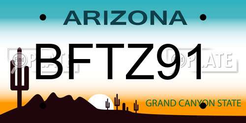 BFTZ91 Arizona License Plate
