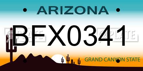 BFX0341 Arizona License Plate