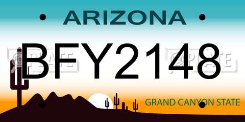 BFY2148 Arizona License Plate
