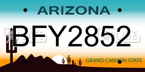 BFY2852 Arizona License Plate