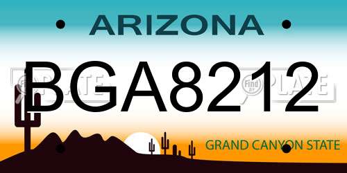 BGA8212 Arizona License Plate
