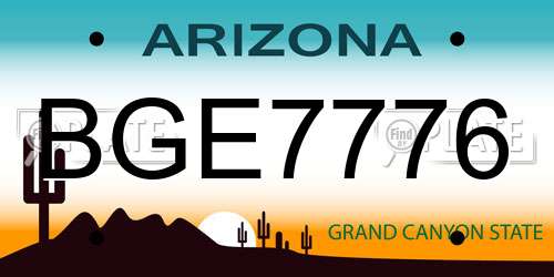 BGE7776 Arizona License Plate
