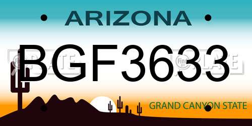 BGF3633 Arizona License Plate