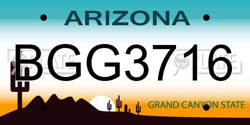 BGG3716 Arizona License Plate