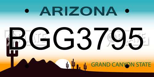 BGG3795 Arizona License Plate