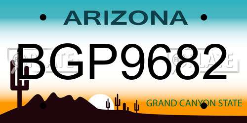 BGP9682 Arizona License Plate