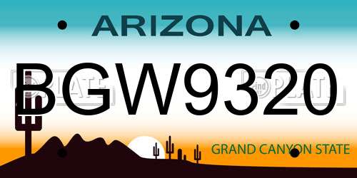 BGW9320 Arizona License Plate