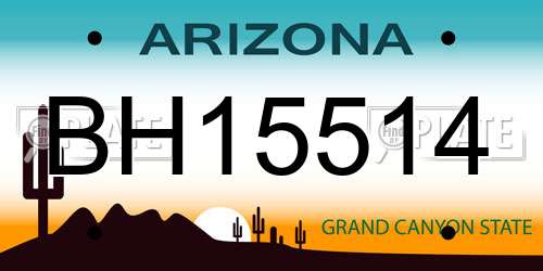 BH15514 Arizona License Plate