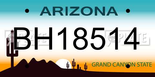 BH18514 Arizona License Plate