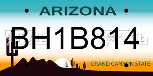 BH1B814 Arizona License Plate