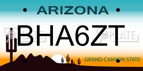 BHA6ZT Arizona License Plate