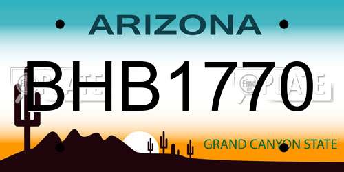 BHB1770 Arizona License Plate
