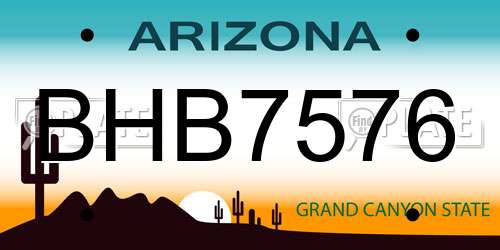 BHB7576 Arizona License Plate