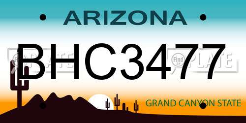 BHC3477 Arizona License Plate