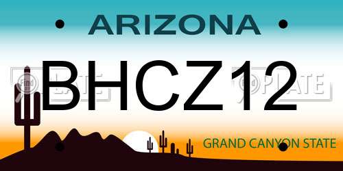 BHCZ12 Arizona License Plate
