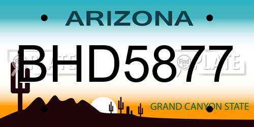 BHD5877 Arizona License Plate