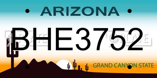 BHE3752 Arizona License Plate