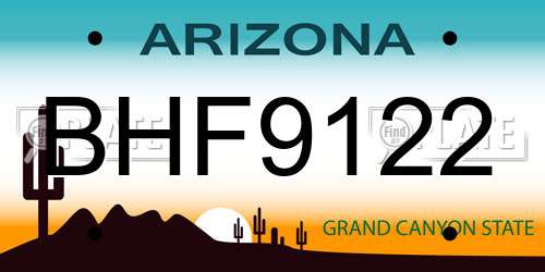 BHF9122 Arizona License Plate
