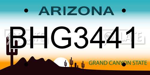 BHG3441 Arizona License Plate