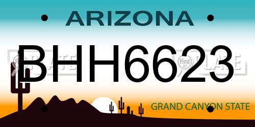 BHH6623 Arizona License Plate