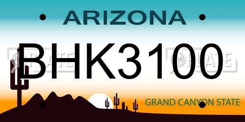 BHK3100 Arizona License Plate