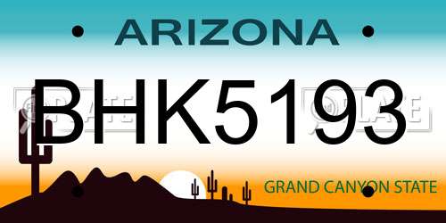 BHK5193 Arizona License Plate