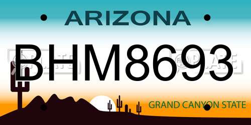 BHM8693 Arizona License Plate