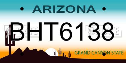 BHT6138 Arizona License Plate