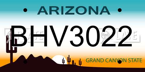 BHV3022 Arizona License Plate