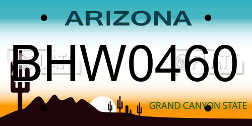 BHW0460 Arizona License Plate