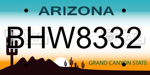 BHW8332 Arizona License Plate