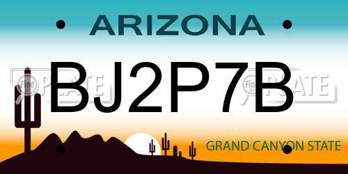 BJ2P7B Arizona License Plate